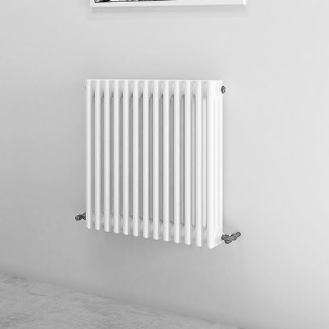 Acezanble 600x605mm 3 Column White Horizontal Traditional Cast Iron Style Radiator