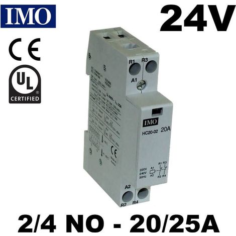 Contacteur modulaire 2NO à 4NO - 20A ou 25A - 24V - Type de contact - Contacteur 24V - 20A - 2NO (2F) - Ouvert au repos