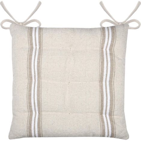 Galette de chaise - - Effet tapissier d'antan Blanc 40x40 cm (1/2)