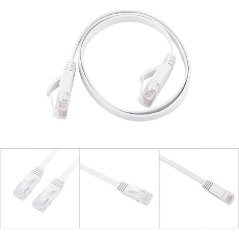 Câble Ethernet Plat RJ45 CAT6 0.5m Blanc - Câble Réseau UTP Haute Vitesse 1000Mbps pour Routeur (1/5)