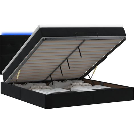 Maison Exclusive - Lit coffre avec matelas et LED Noir 140 x 200 cm Velours (1/5)