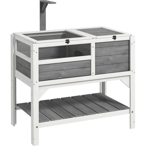 Enclos pour tortues sur pieds avec étagère en bois massif – 84 x 51 x 103 cm (1/5)