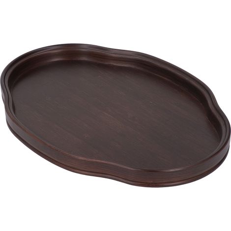 Plateau à thé en bambou couleur noyer, plateau de service, assiette à rafraîchissements pour table basse, cuisine ou salon (1/5)