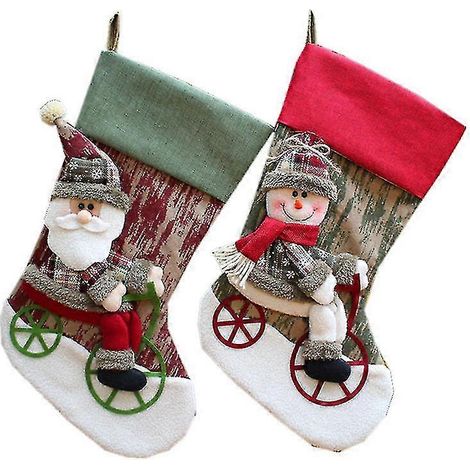 Chaussettes à suspendre pour sapin de Noël, groupe familial, décoration à faire soi-même, 4 chaussettes, ornement de Noël à suspendre, blanc, marron, 1 pièce (1/5)
