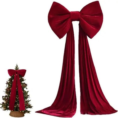 Große Schleife, geeignet für Weihnachtsbäume, Samtschleife, Weihnachtsdekoration, Festtagsdekoration, geeignet für Weihnachtsbäume, Wände, Fenster und Innenräume - rot, 50 x 180 cm