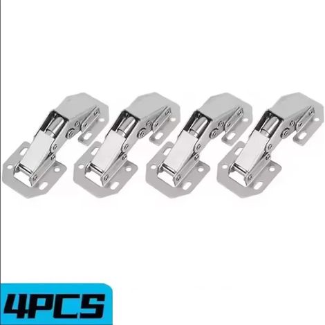(4 pièces) Charnières de placard à 90° sans perçage, avec amortisseur hydraulique, pour meubles et placards de cuisine. (1/5)