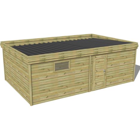 ABRI DE JARDIN bois traité 27mm, 7,3x4,3m, 32m2