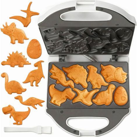 Mini gaufrier multifonctions SugarWhisk 8 motifs dinosaures antiadhésif Blanc (1/5)