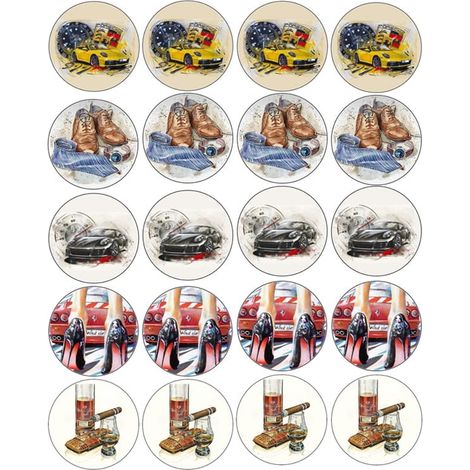 Oblea para muffins y galletas, diseño para el Día del Hombre, 1/20 unidades
