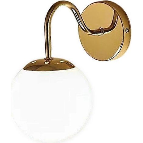 Applique murale moderne pour chambre à coucher, lampe murale en verre globe blanc laiteux pour salle de bain, cuisine, salon, coiffeuse, couloir (1/5)