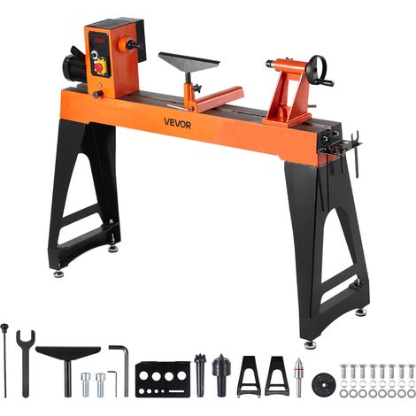 VEVOR Tornio per Legno, 2 CV, Tornio da Banco per Legno con Velocita Variabile da 0 a 3200 giri/min, Banco da Lavoro da 450 x 1020 mm, Motore DC Senza Spazzole, Costruzione in Ghisa