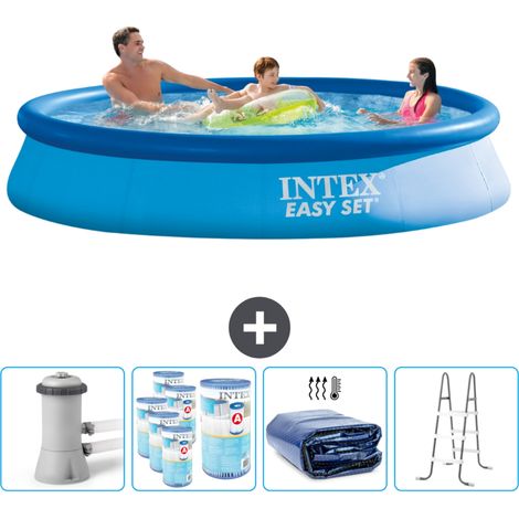 Intex runder aufblasbarer Easy Set-Schwimmpool – 366 x 76 cm – Blau – Inklusive Zubehör CB95 (1/4)