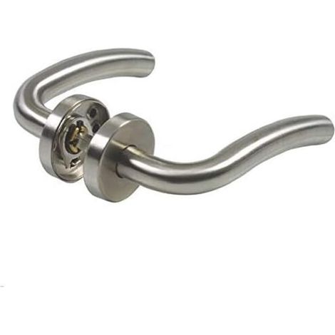 Poignée de Porte en Acier Inoxydable avec Rosace Rond Design Moderne et Ergonomique Idéal pour Portes Intérieures et Extérieures Inclus Vis de Montage, Multicolore, Acier Inoxydable (1/5)