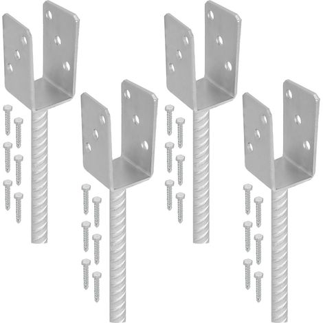 KOTARBAU® 4 pcs Support Poteau à Sceller - Acier Galvanisé - 51 mm - Argent - Pied de Poteau Bois - avec Ancrage Béton - Embase Robuste pour Clôture Jardin Terrasse (1/5)