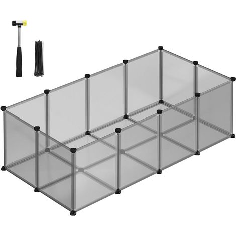 Parc enclos cage clôture avec plancher intérieur modulable en plastique pour cochon d’inde lapin hérisson petits animaux blanc (1/5)