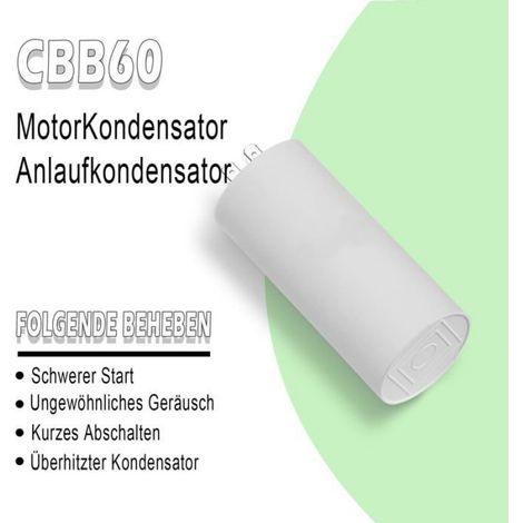 Cbb60 50Uf Condensateur De Démarrage,450V 50µf Condensateur De Démarrage Moteur Connecteur Pour Moteur Électrique (1/5)
