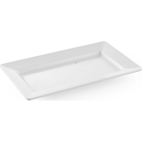 Piatto rettangolare in melamina 49,5x27 cm, altezza 5,6 cm, bianco - Hendi 561515 (1/2)