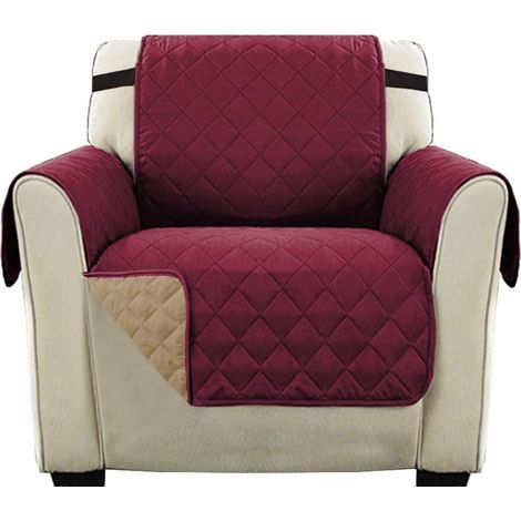 Protector de muebles AIDUCHO, funda para silla resistente al agua, funda protectora reversible, correa elástica de 5 cm de ancho, lavable a máquina (rojo vino) (1/5)