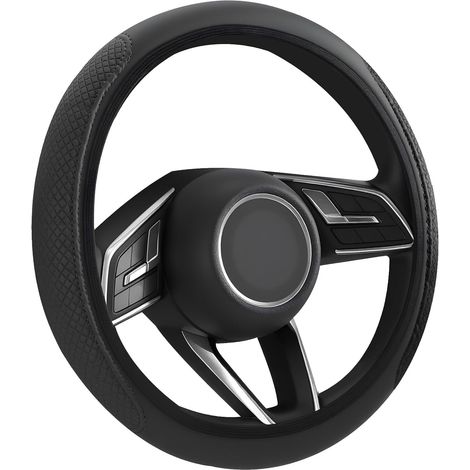 Universal Car Steering Wheel Cover, 36–38 cm Leather Steering Wheel Cover, Full Protection Steering Wheel Cover, Anti-slip and Breathable, Car Accessories Interior Decoration (1/5)