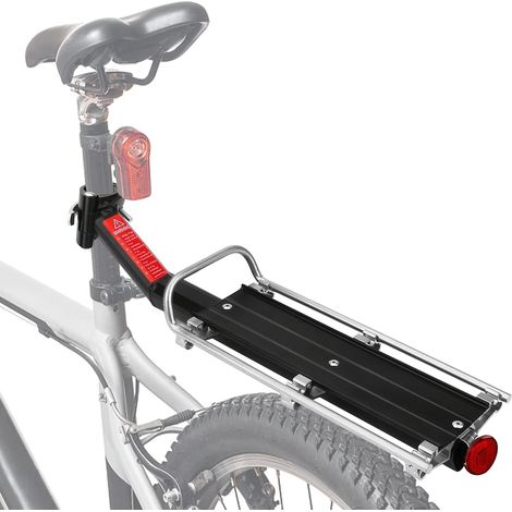 Porte-bagages arrière universel réglable avec réflecteur, en aluminium, capacité de 9 kg. Accessoires pour vélo, camping, cyclotourisme et sport. (1/5)