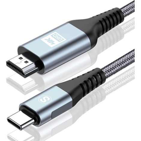 4K Câble USB C vers HDMI 5M, Câble USB type C vers HDMI,Thunderbolt 3/4/5 Compatible avec i Phone 17 16 15 Pro/Max,Galaxy S26/S25/S24/S23/S22/S21/S20,MacBook/Air,iPad Air,iPad Pro,iMac,XPS (1/5)