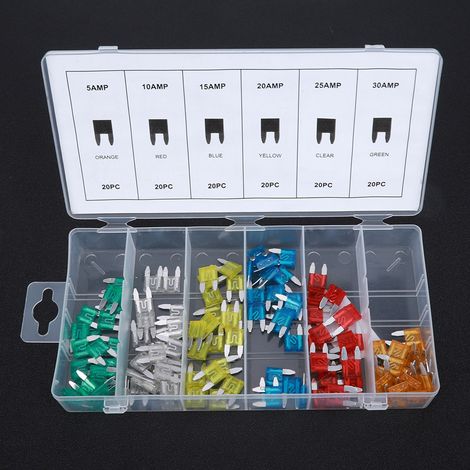 120 Stück/Box Kleiner Kfz-Flachsicherungs-Sortiment 5A 10A 15A 20A 25A 30A Sicherungen (1/5)