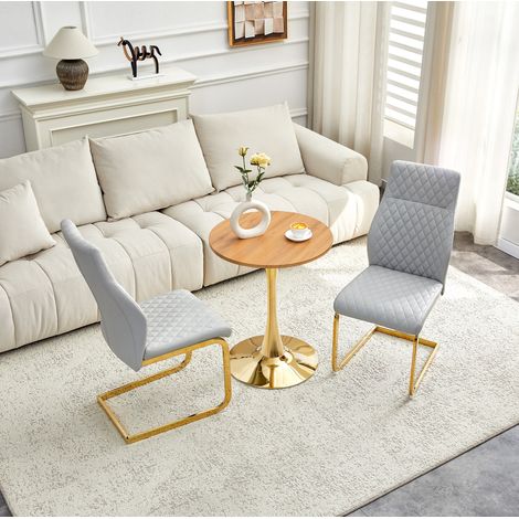 Conjunto mesa y 2 sillas comedor redonda 60 cm OKMYHOME (1/5)