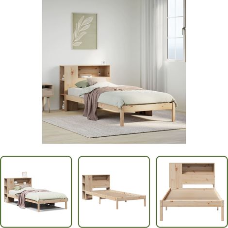 Sommier à lattes - Lit bibliothèque sans matelas 75x190 cm bois de pin massif (1/5)