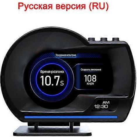 voiture V60 HUD OBD+GPS Double système Affichage tête haute Affichage automatique Jauge HUD pour voiture intelligente Alarme de sécurité numérique Température d'eau et d'huile (1/5)