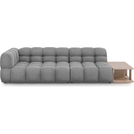 Canapé modulable droit 4 places en velours gris clair (1/5)