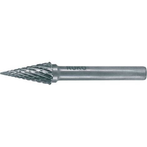 RUKO  Fresa  rotativa  de  metal  duro  SKM  Ø  16  mm  longitud  de  cabeza  25  mm  vástago  Ø  6  mm  sin  recubrimiento  dentado  KVZ  4  -  116039