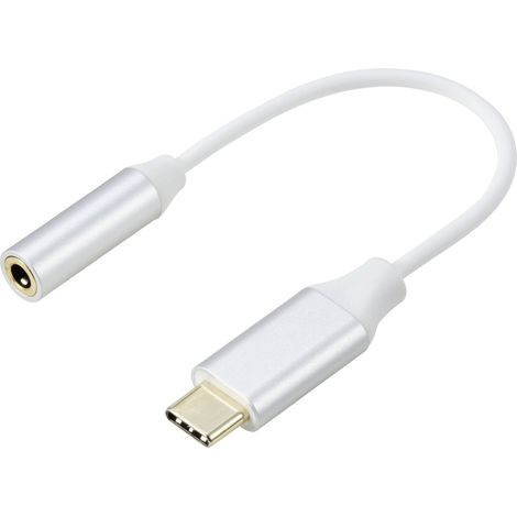 Renkforce RF-6056890 USB-C® / Jack Adaptateur [1x USB-C® - 1x Audio, stéréo (jack 3,5 mm)] blanc connecteur aluminium 0.1 m V561133 (1/4)