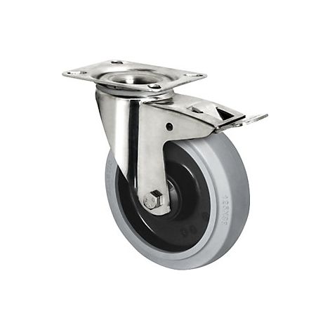 CASCOO Lenkrolle mit Totalfeststeller ø 200 mm Serie R4E2 Kugellager Edelstahl