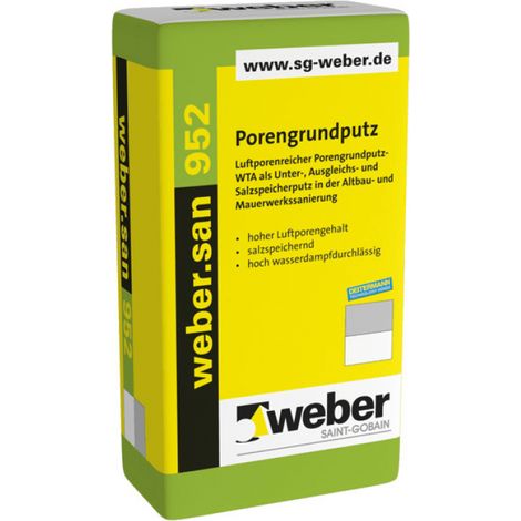 WEBER.SAN 952 GRAU ( SACK A 25 KG ) UNTER-,AUSGLEICHS- UND SALZSPEICHERPUTZ (1/2)
