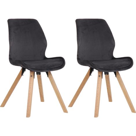 Lot de 2 chaises de salle à manger Luna Gris foncé Velours (1/5)