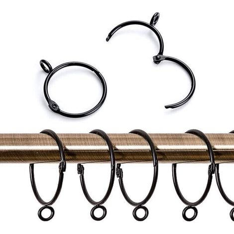 Vtizikl Lot de 20 anneaux de rideaux en métal, crochets de suspension ouverts et fermés pour rideaux et tringles, diamètre intérieur de 50 mm (1/4)