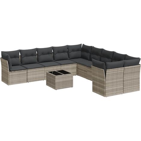 Maison Exclusive - Set Divani da Giardino 11 pz con Cuscini in Polyrattan Grigio (1/3)