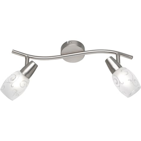 Deckenstrahler COLMAR 2-flammig Silber mit Dekorglas satiniert, Breite 39cm (1/5)
