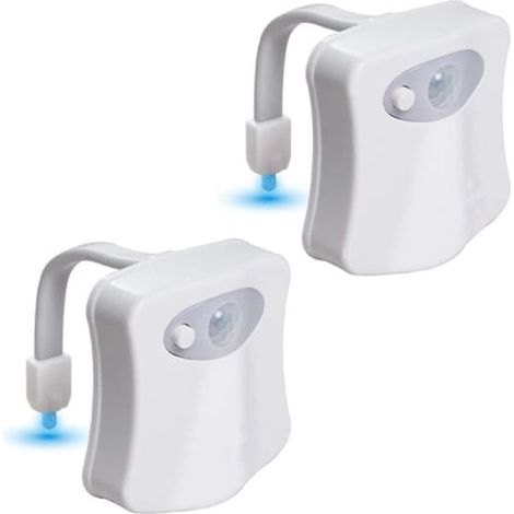Lot de 2 lampes de toilette à détecteur de mouvement, lampe de couvercle de toilette LED créative (1/5)
