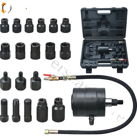 Ensemble d'outils de tirage d'injecteur pneumatique, couple de 20-30 Nm, pression de fonctionnement de 72-116 psi, 19 adaptateurs inclus, design compact, construction en métal (1/5)