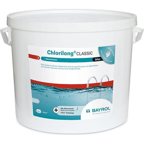 Chlore lent Bayrol Chlorilong Classic Bloc de 500 g Traitement de l'eau - 10 kg