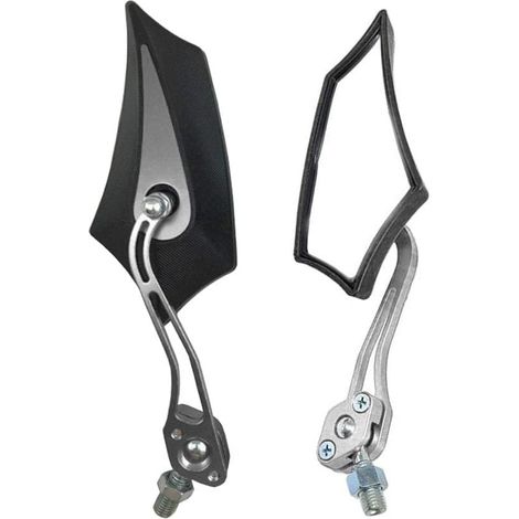 2 rétroviseurs latéraux universels noirs pour moto/scooter, fixation par boulons filetés 8 mm/10 mm, pour vélo et sports. (1/5)