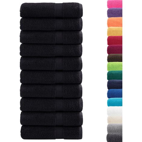 Serviettes de douche de qualité supérieure SOLUND 10 pcs,Serviettes de bain noir CFW930247 (1/5)