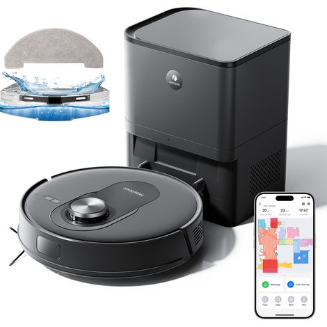Proscenic Q8Max Robot Aspirapolvere Lavapavimenti 4500Pa 200 min Navigazione LiDAR con Mappatura Svuotamento Automatico Anti-Groviglio, APP/Aleax/Wifi (1/5)