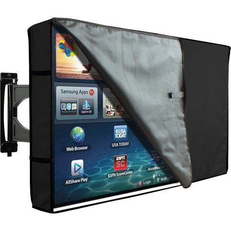 Housse De Protection Pour Tv D'extérieur, Écrans Et Télévisions De Terrasse Et Jardin - Imperméable Et Résistant - Noir Et Transparent - 22" A 24" (1/5)