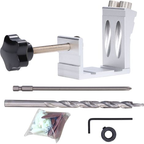 Kit de perçage à trous de poche pour menuiserie : guide et poinçon précis pour trous obliques (1/5)