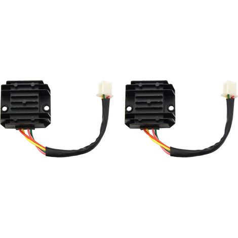 Régulateur de tension pour moto (2x) : 4 fils, 4 broches, 12 V, redresseur pour quad 50-250 cm³ (noir) (1/5)