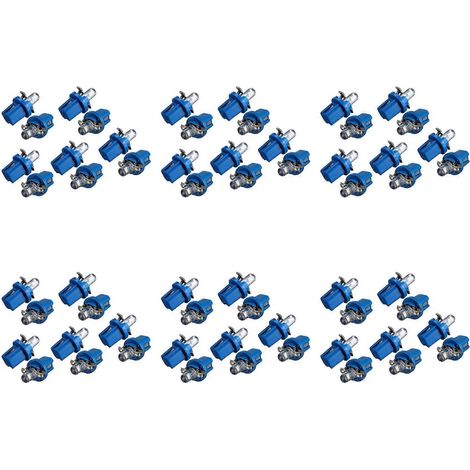 60 ampoules LED pour tableau de bord, culot B8-5D T5, avec support, bleu, pour éclairage automobile. (1/5)