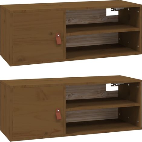 Meubles de Rangement,Armoires murales 2 pcs Marron miel 80x30x30 cm Bois Pin massif CFW811357 (1/5)