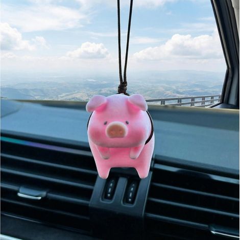Autospiegel Anhänger Schwein, lustige Auto Deko, höhenverstellbar (1/5)